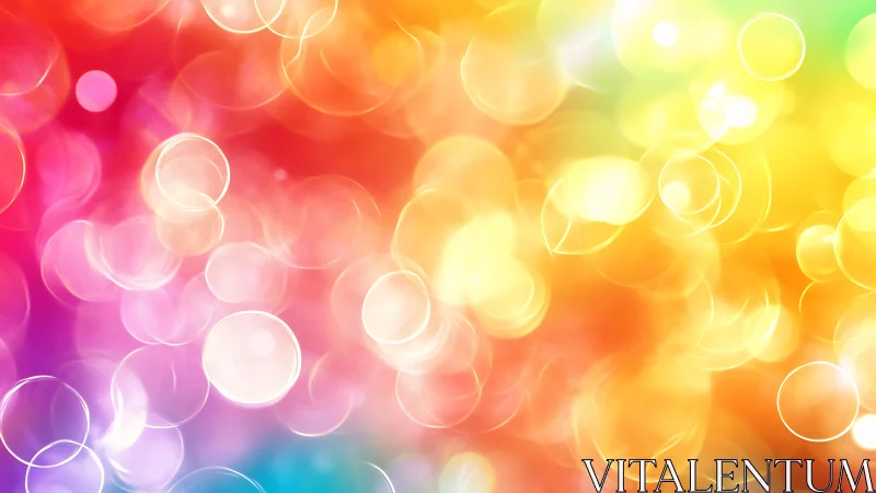 Vibrant rainbow bokeh lights on softly blurred gradient.