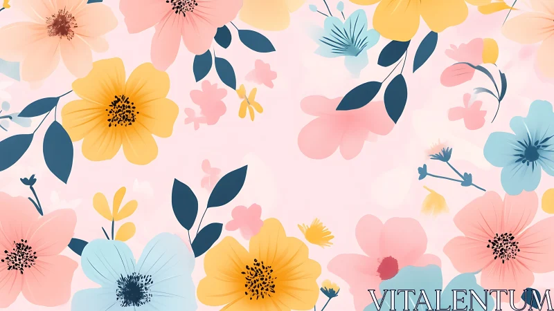 Blooming Reverie: Layered Florals Dance Across Soft Pastels