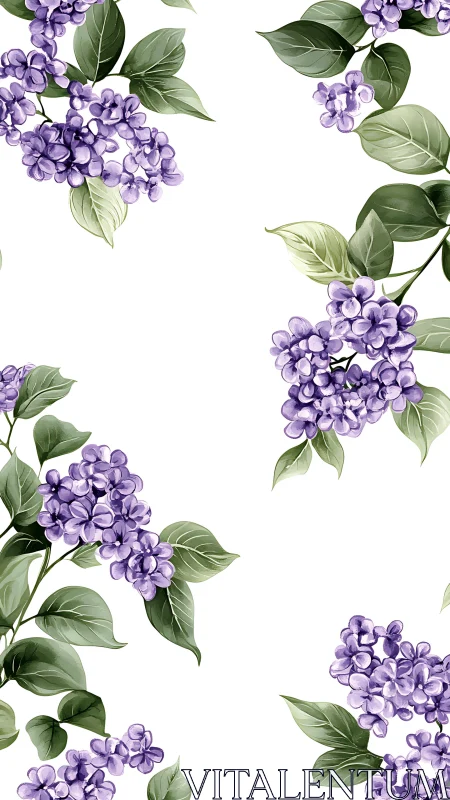 Layered Lilac Botanical Composition with Chromatic Purple Gradient Inflorescence
