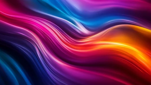 Chromatic fluid waves in luminous gradient ribbons flow.