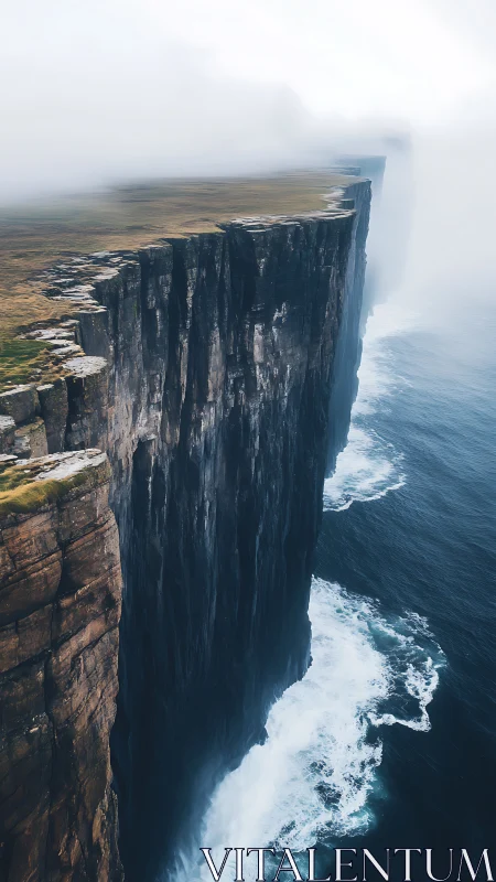 Sea-sculpted cliffs drift into fog as the horizon disappears