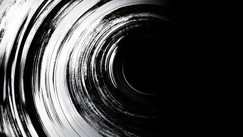 Monochrome circular vortex with bold concentric strokes.