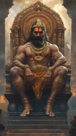 Thunder-throned warrior king broods on a molten-gold seat.