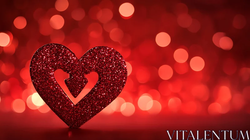 Crimson Heart Emerges Through Glittering Solitude.