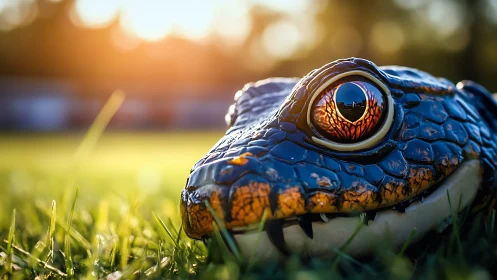 Hyper-detailed crocodile eye reflection under shallow depth-of-field lighting