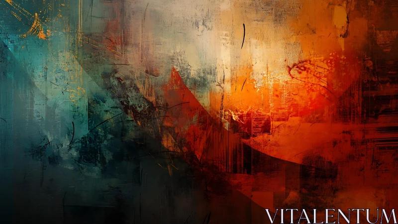 Abstract Colorful Texture with Blue and Orange Brush Strokes.