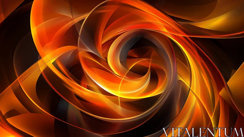 Curved orange and gold abstract light forms on dark field.