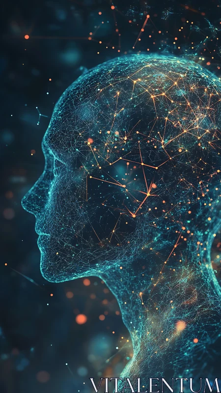 Neural network human profile visualizes luminous data links