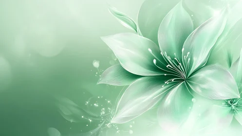 Delicate Green Blossom Dance of Soft Petals and Light.