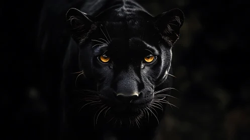 Black Panther's Golden Gaze Pierces the Night.