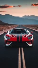 Sunset road welcomes a bold red sports car with style