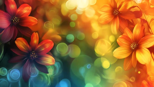 Cosmic Blooms Ignite: Where Petals Dance Through Prismatic Light.