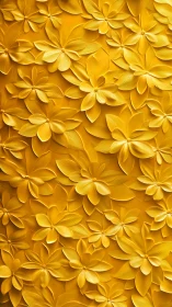 Yellow dimensional flowers arranged in layered pattern.