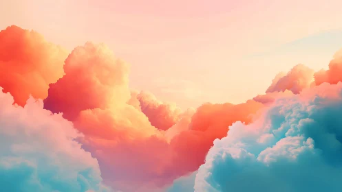 Chromatic volumetric cloudscape with gradient atmospheric light.