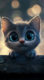 Luminous Blue-Eyed Cat in Warm Golden Light