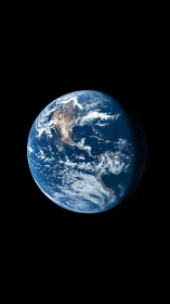 Earth hemisphere from space with vivid blue oceans.