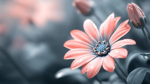 Coral Daisy After the Rain.