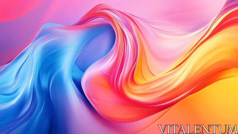 Fluid gradient ribbons form smooth colorful abstract surface