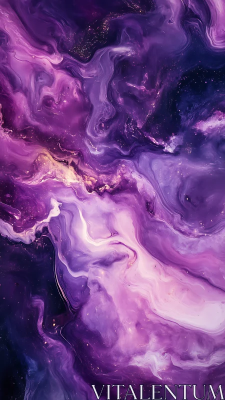 Velvet nebula swirls in dreamy violet and starlit gold.