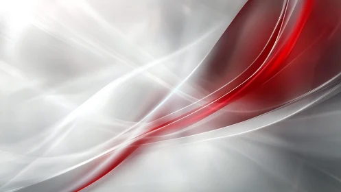 Abstract red and white flowing wave background in modern digital style.