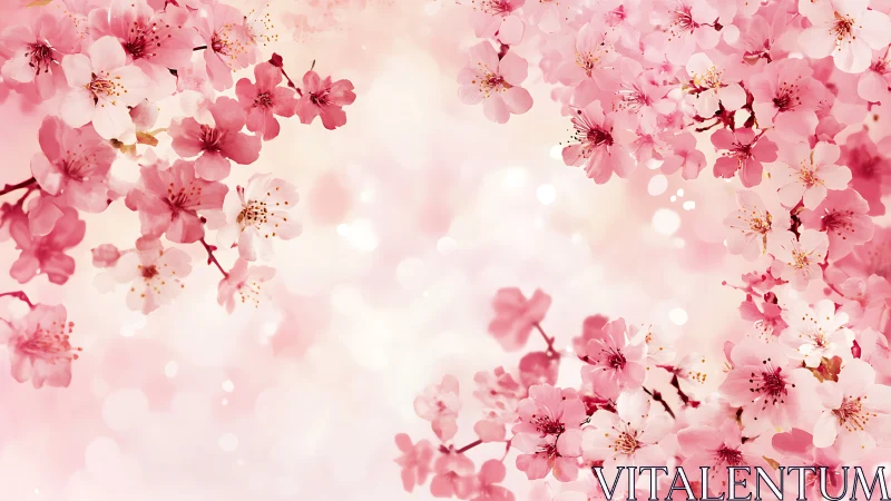 Pink Blossoms Arranged on Neutral Background.