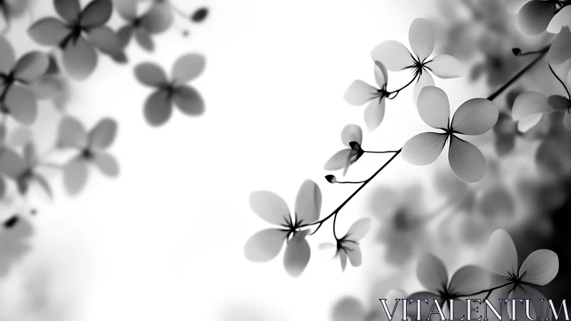 Delicate Five-Petal Floral Clusters Rendered in Monochromatic Bokeh Photography.
