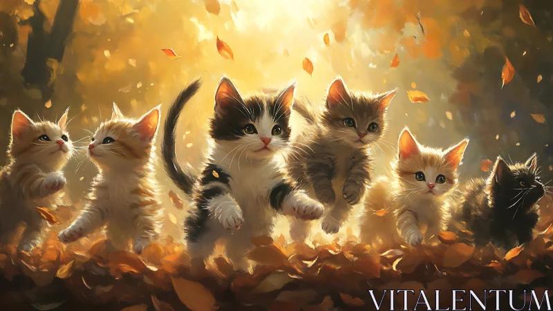 Adorable Kittens Frolic Through Autumn Leaves and Warm Light