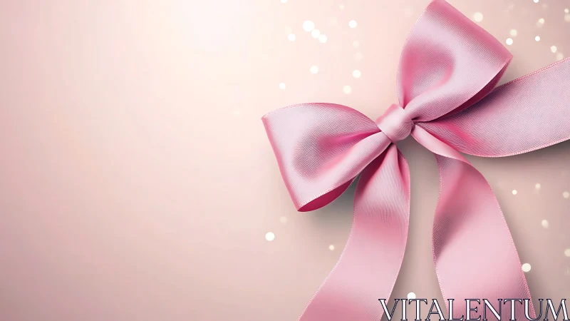 Elegant Pink Ribbon Bow on Soft Pastel Background