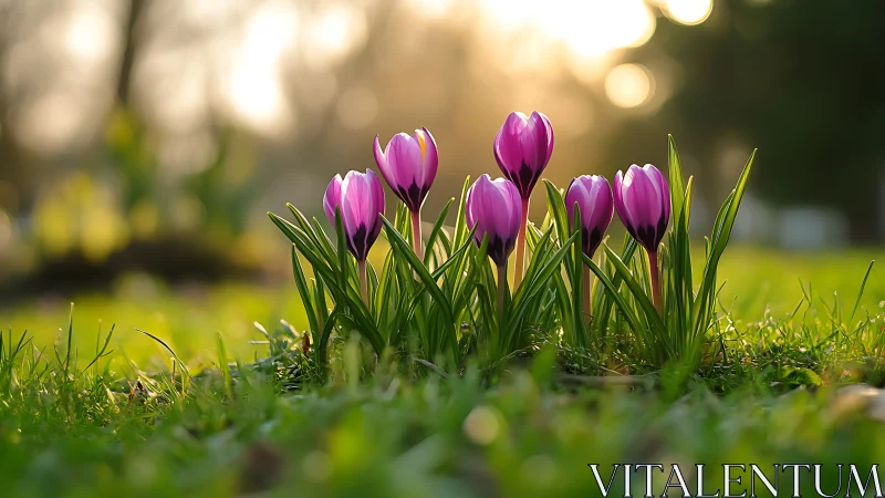 Purple Crocus Blooms Pierce Spring Awakening With Vibrant Ground-Level Drama