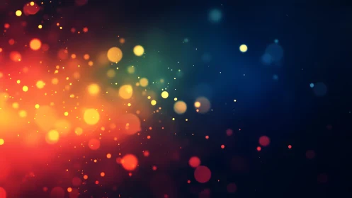 Vibrant bokeh lights on dark background, abstract digital art.