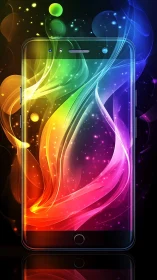 Smartphone display channels neon spectral light streams