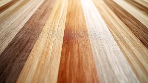 Parallel wooden planks in varied tones under soft lighting.