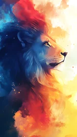 Solar flare lion spirit forged in fire and frozen starlight.