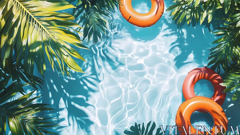 Sunlit pool rings drift under lazy jungle shadows.