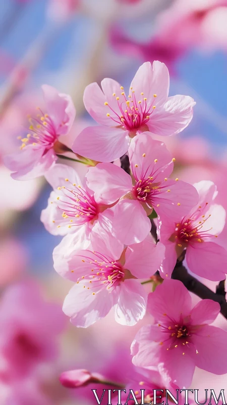 Cherry Blossoms in Luminous Bloom: Nature's Pink Spectacle.