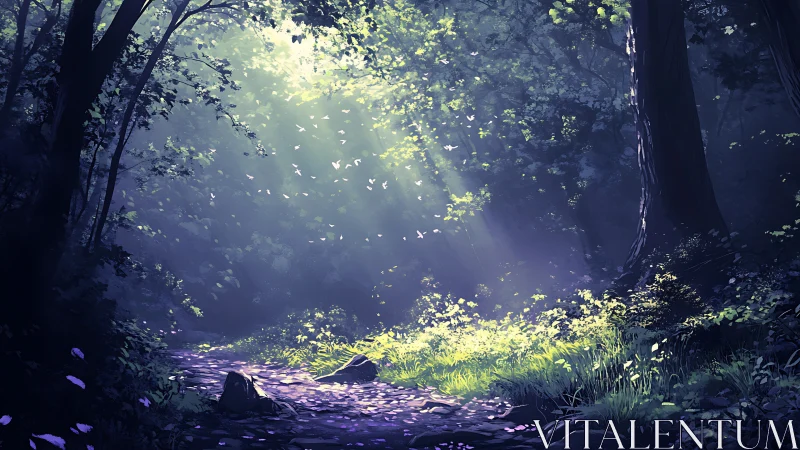 Enchanted Forest Clearing with Celestial Light.