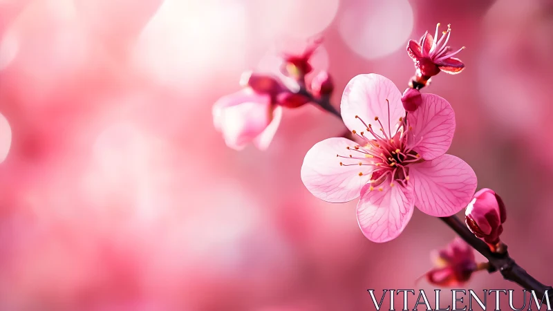 Delicate Pink Blossoms Dancing in Soft Light.