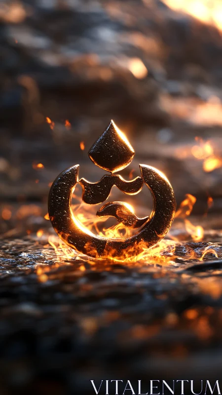 Flaming teardrop and curved sculptural form with combusting interior illumination and bokeh depth re