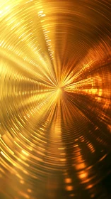 Golden radial light tunnel forms concentric reflective rings.