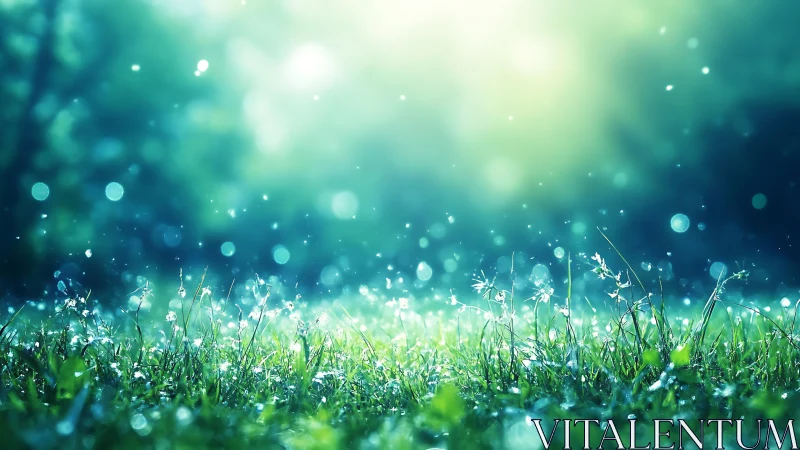 Morning dew meadow under drifting turquoise daydreams.