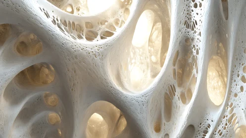 Honeycomb caverns breathe light through sculpted bone dreams