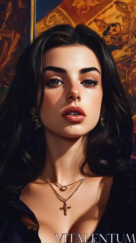 Hyperreal digital portrait of woman with baroque lighting and depth
