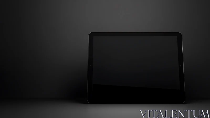 Sleek Black Tablet Device Glowing in Minimalist Darkness.