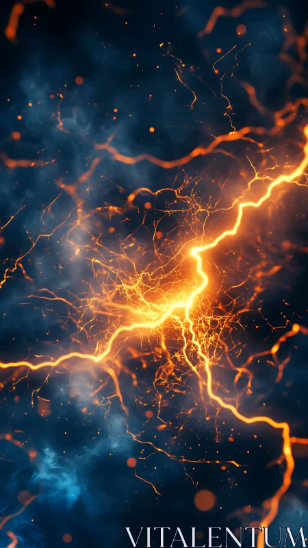Electrical discharge pattern with orange lightning streaks