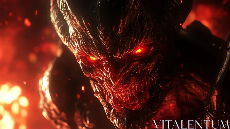 Infernal ember king glaring from a molten midnight storm.