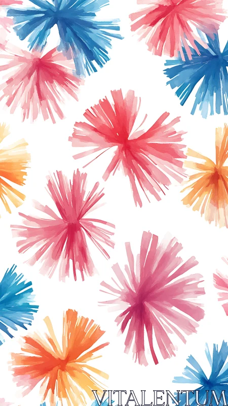 Radial watercolor bursts form a repeated multicolor pattern