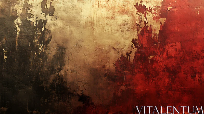 Grunge Textured Abstract Wall Art in Black, Beige, and Red Tones.