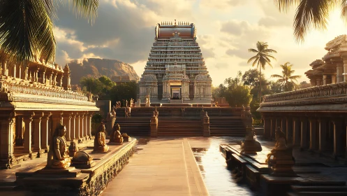 Sunlit temple courtyard inviting quiet moments of wonder.