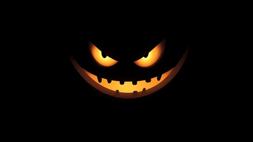 Luminous jack o lantern visage with high contrast vector rendering.