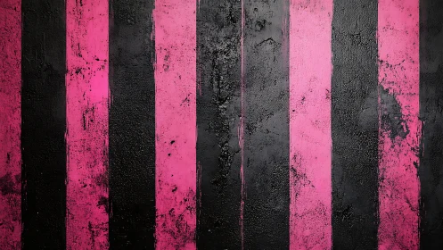 Textured pink and black vertical stripes on rough wall.